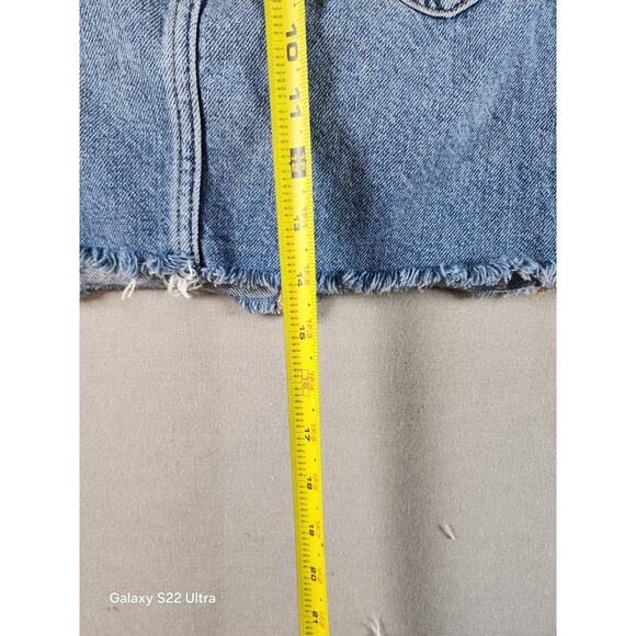 We The Free Womens Denim Skirt Size 25 Button Fly Distressed Mini - Picture 9 of 9